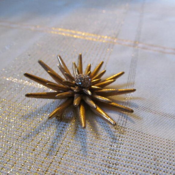 STARBURST BOBLEY GOLD STAR BROACH RHINESTONE BALL CENTER BEAUTIFUL SIGNED Vt-At. - Picture 14 of 16